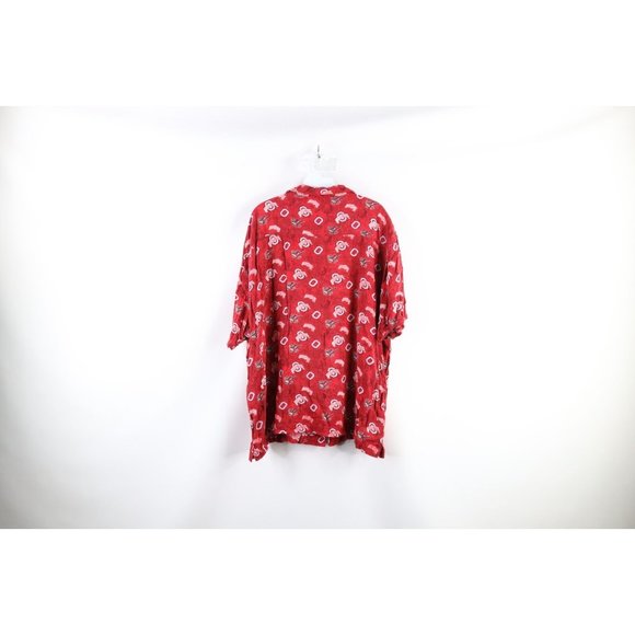 Vintage Mens XL Faded All Over Print Ohio State University Hawaiian Button Shirt - Picture 6 of 8